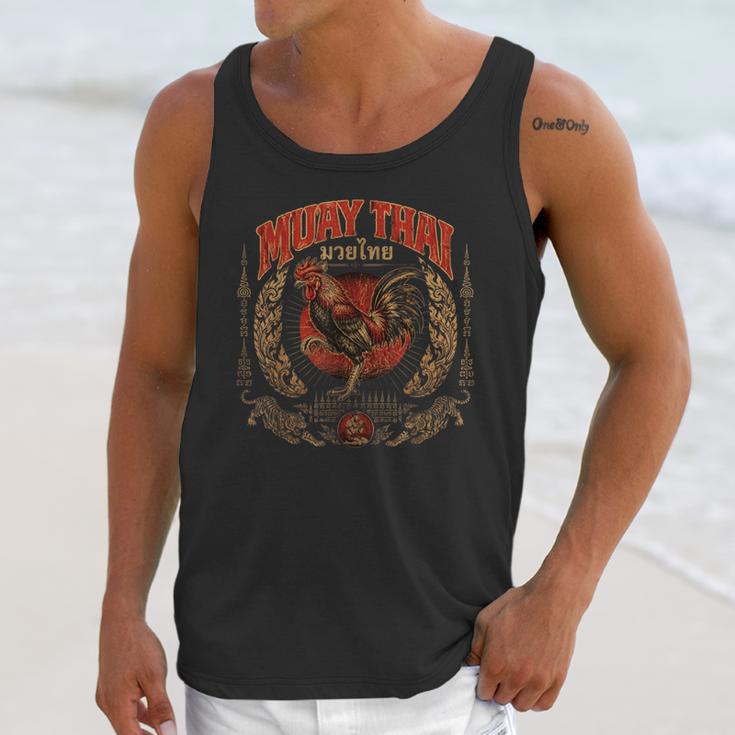 Retro Muay Thai Woman Thai Boxing Warrior Fighter Chicken Unisex Tank Top