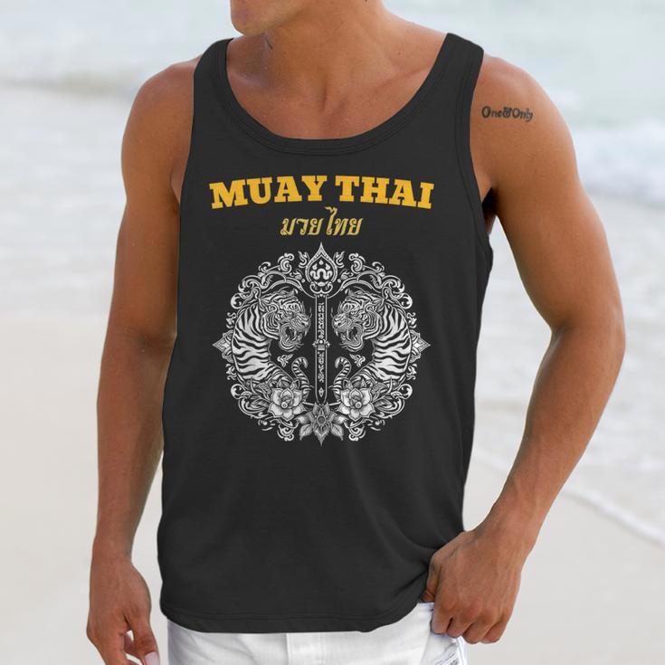 Sak Yant Muay Thai Art Tattoo Twin Tiger Kickboxing Thailand Unisex Tank Top