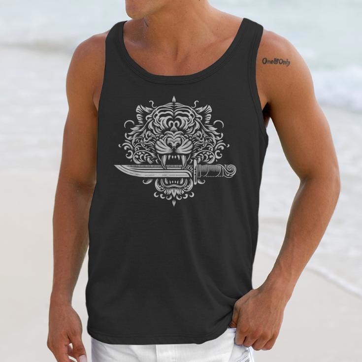 Sak Yant Muay Thai MMA Tattoo Tiger Head Knife Martial Art Unisex Tank Top Sak Yant Muay Thai MMA Tattoo Tiger Head Knife Martial Art Unisex Tank Top