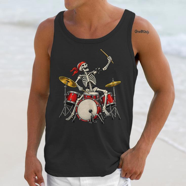 Skeleton Drummer Skull Drum Kit Halloween Sleeveless Unisex Tank Top