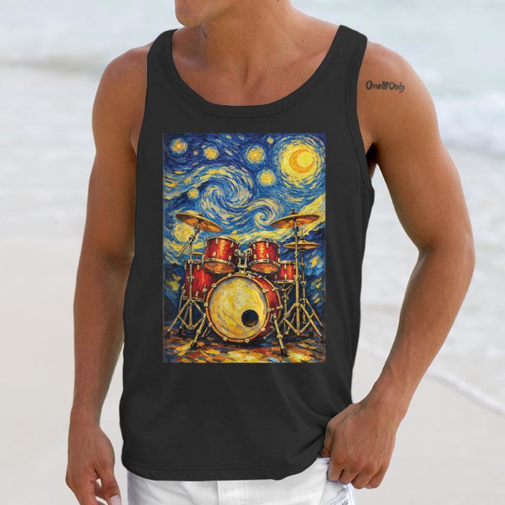 Starry Night Drum Kit Van Gogh Style Art Unisex Tank Top