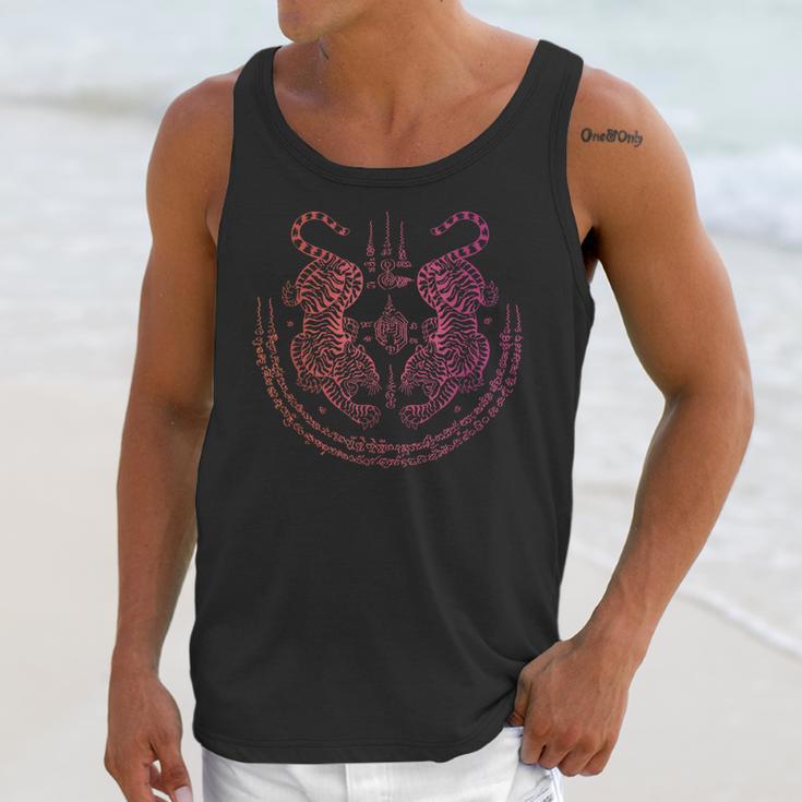 Thai Tattoo Twin Tiger Sak Yant Muay Thai Thailand Graphic Unisex Tank Top