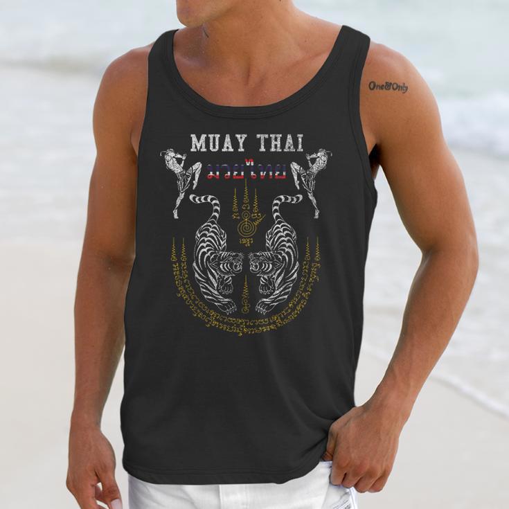 Twin Tiger Sak Yant Muay Thai Fighter Tee Martial Art Unisex Tank Top