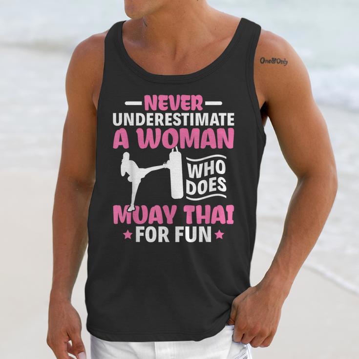 Never Underestimate A Woman Thai Boxing Muay Thai Fighter Unisex Tank Top Never Underestimate A Woman Thai Boxing Muay Thai Fighter Unisex Tank Top