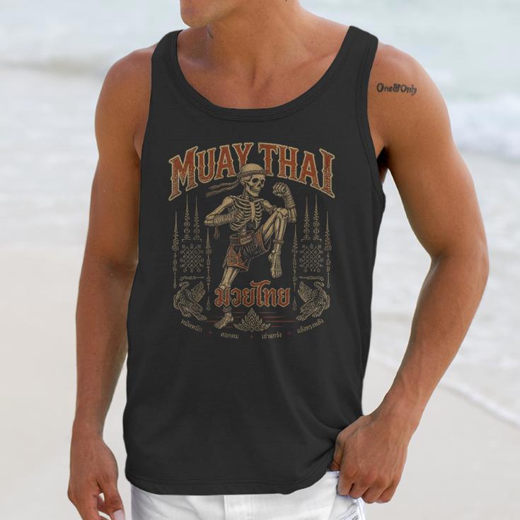 Vintage Muay Thai Belt Thai Boxing Warrior Fighter Skeleton Unisex Tank Top