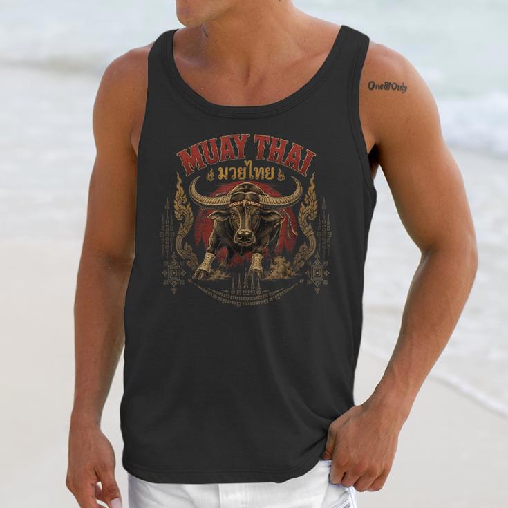 Vintage Muay Thai Dad Thai Boxing Fighter Father Buffalo Unisex Tank Top