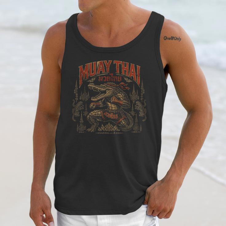 Vintage Muay Thai Wai Kru Thai Boxing Ritual Art Crocodile Unisex Tank Top