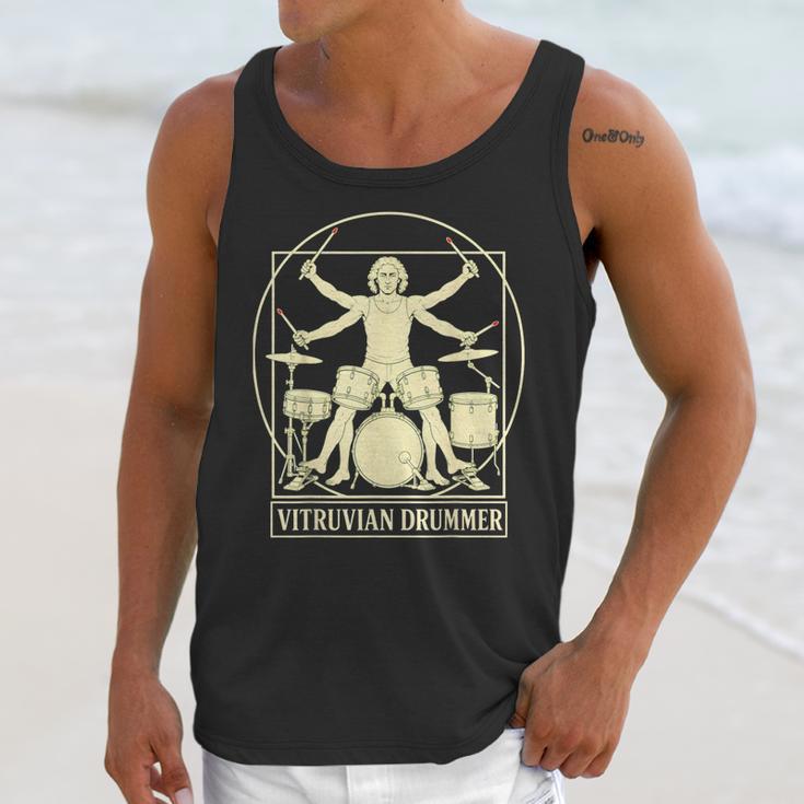 Vitruvian Drummer Drum Kit Music Lover Musician Men Unisex Tank Top