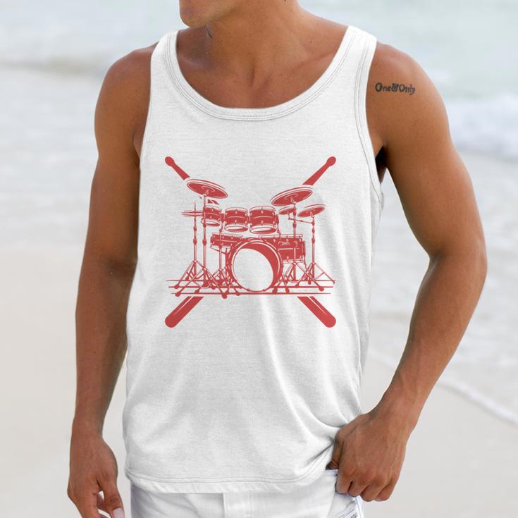 Drum Kit Percussion For Drummer Percussionist Musician Unisex Tank Top
