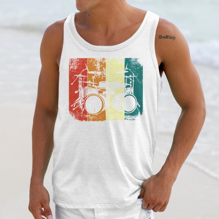 Drumset Cool Retro Vintage Drum Kit Drummer Music Percussion Unisex Tank Top Drumset Cool Retro Vintage Drum Kit Drummer Music Percussion Unisex Tank Top
