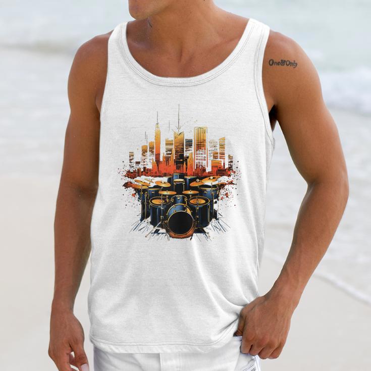 Drumset Drum Kit Music Drummer Drumming Raglan Baseball Tee Unisex Tank Top