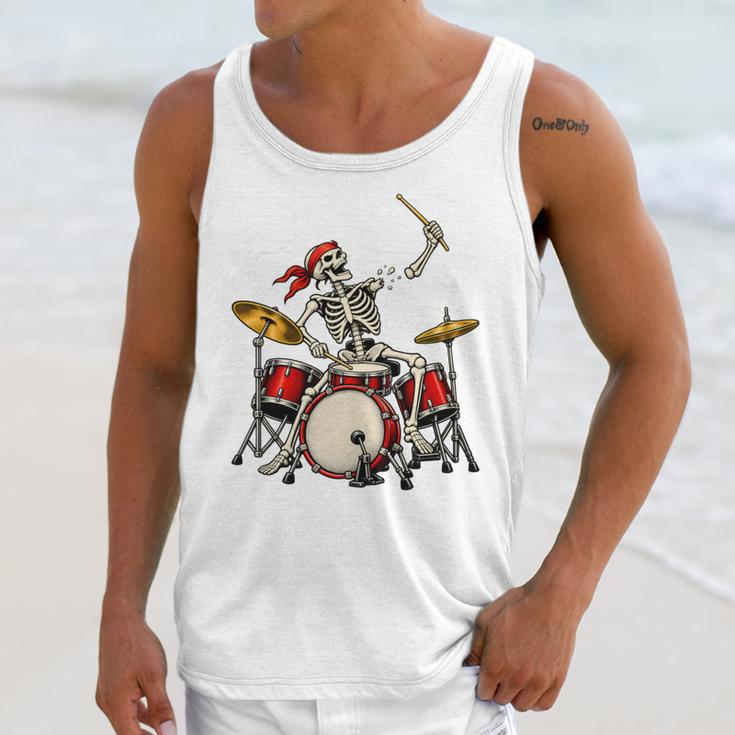 Skeleton Drummer Skull Drum Kit Halloween Unisex Tank Top