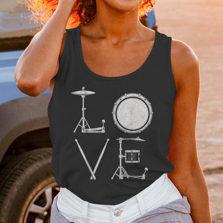 Drum Kit Love Illustration For Music Enthusiasts Unisex Tank Top Drum Kit Love Illustration For Music Enthusiasts Unisex Tank Top