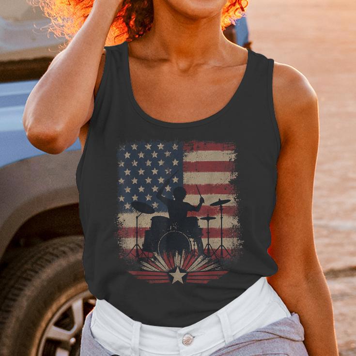 Patriotic Drum Kit Silhouette American Flag Unisex Tank Top Patriotic Drum Kit Silhouette American Flag Unisex Tank Top