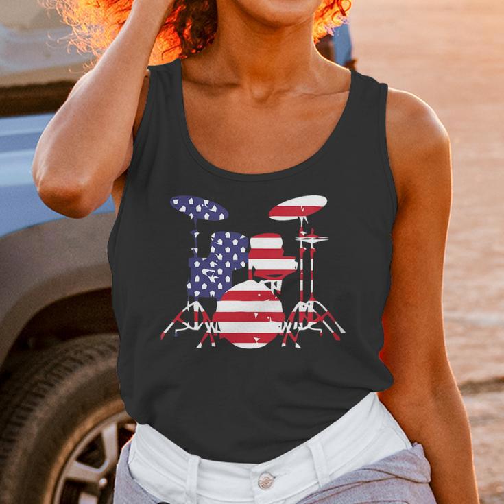 Women's American Flag Drum Kit Patriotic US Drum Art Unisex Tank Top Women's American Flag Drum Kit Patriotic US Drum Art Unisex Tank Top