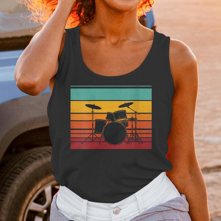 Women's Retro Drum Kit Silhouette With Color Stripes Unisex Tank Top