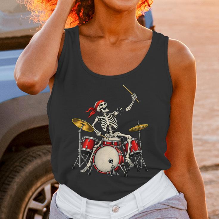 Women's Skeleton Drummer Skull Drum Kit Halloween Unisex Tank Top
