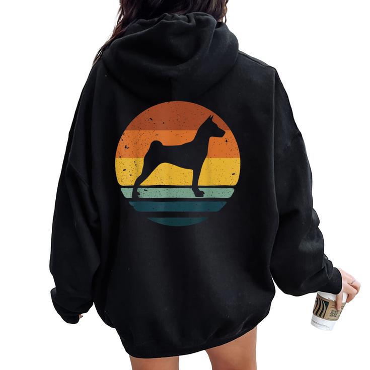 Basenjiintage Mammaintage Papà Retro Dog Cane Carino Reg Felpa con cappuccio oversize da donna con stampa posteriore