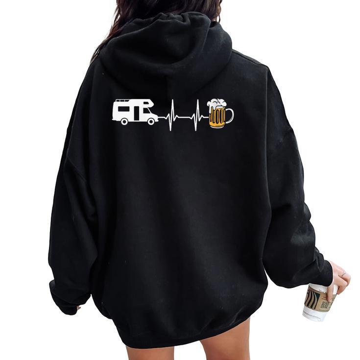 Camping Autocaravana Cerveza Camper Cuello Women Oversized Hoodie Back Print