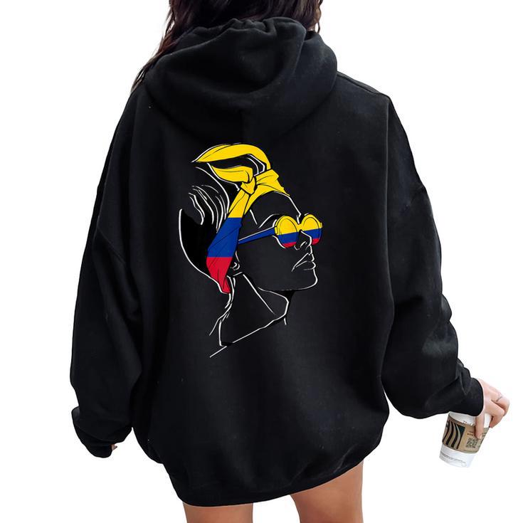 Colombia Bandera Pañuelo Pelo Orgullo Colombiano Women Oversized Hoodie Back Print