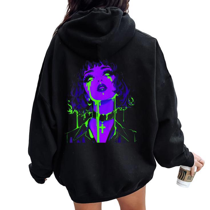 Cybergoth Cybercore Grunge Punk Goth Girl Alt Anime Manga Women Oversized Hoodie Back Print