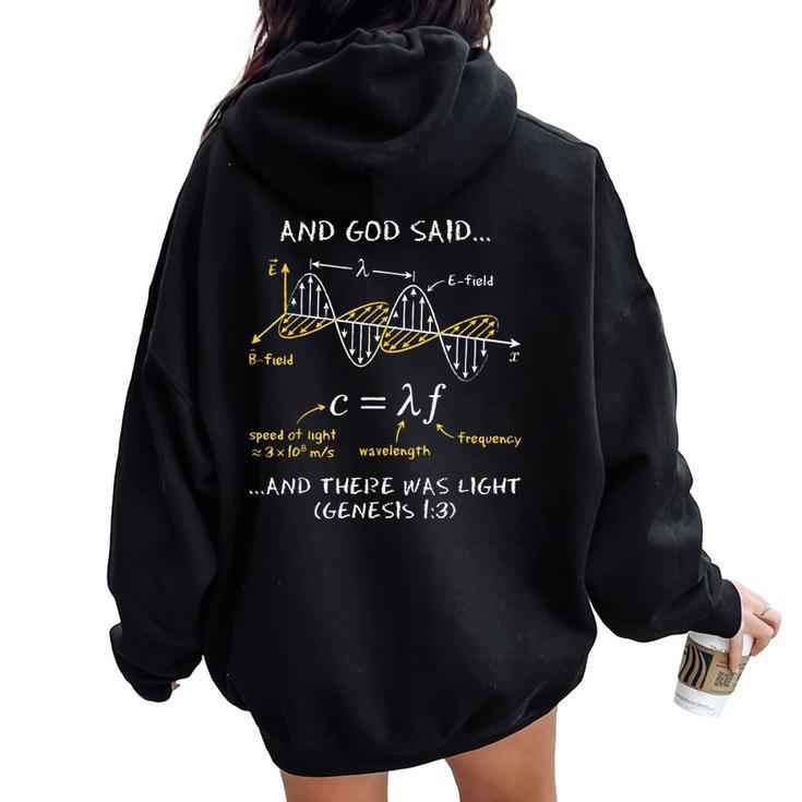 And God Said And There Was Light Math Christian Bible Verse Women Oversized Hoodie Back Print