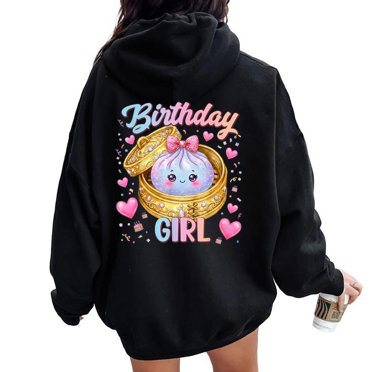 Happy Birthday Girl Kawaii Dumpling Anime Birthday Party Women Oversized Hoodie Back Print