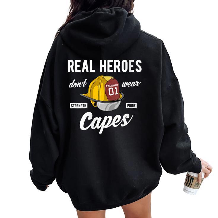 Loserdaderos Héroes No Usan Capas De Bombero Cuello Women Oversized Hoodie Back Print