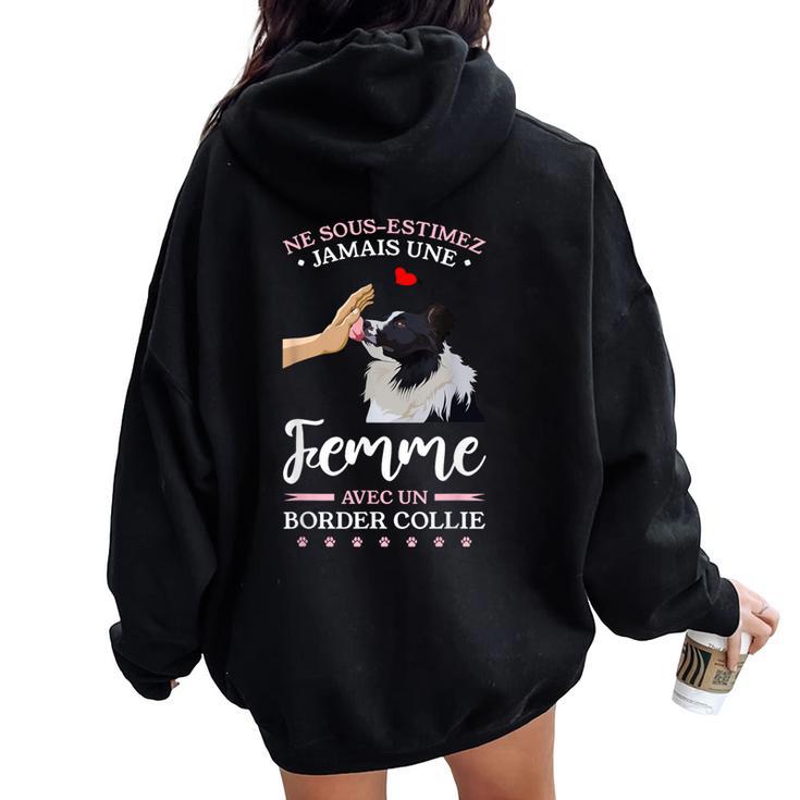 Neous-Estimez Jamais Une Avec Un Border Collie Sweat à capuche oversize pour femme avec imprimé dans le dos