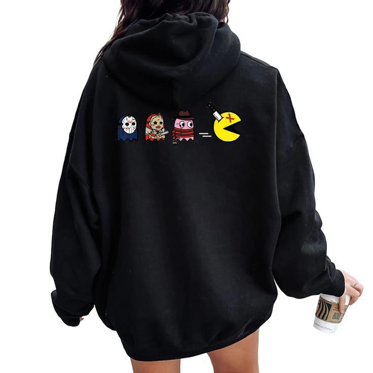 Retro Arcade Game Horror Movie Ghosts Costume Kids Women Oversized Hoodie Back Print
