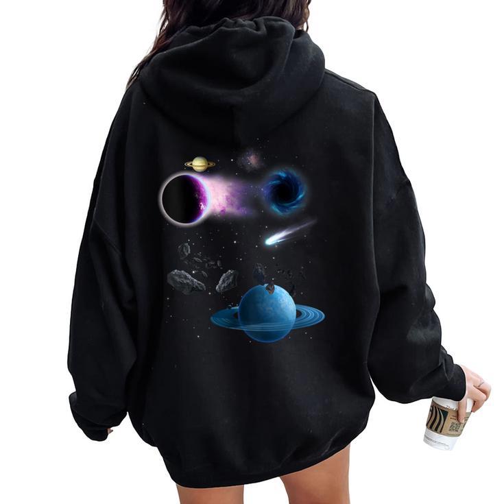 Universo Espacio Motivo Planetaistemaolarol Galaxia Cuello Women Oversized Hoodie Back Print