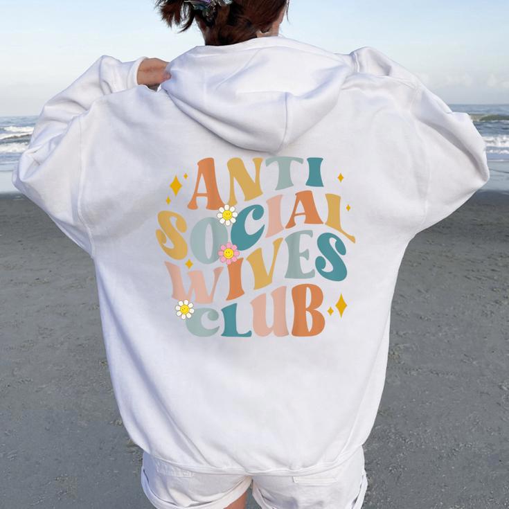 Divertido Antiocial Esposas Club Groovy Divertido Mamá Women Oversized Hoodie Back Print