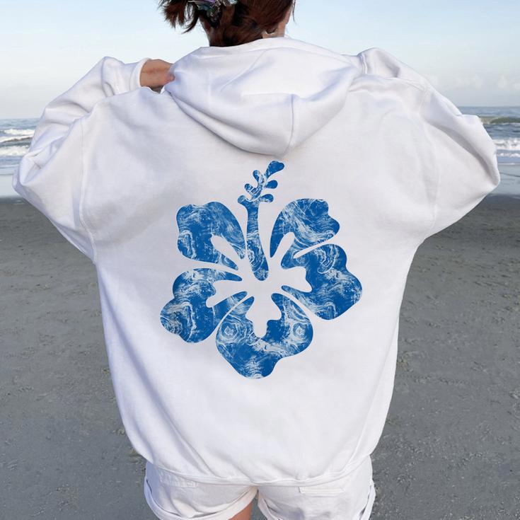 Flor De Hibisco Gráfico Floral In Mangas Women Oversized Hoodie Back Print