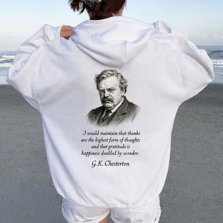 GK Chesterton Gratitude Hombres Es Niños Regalo Women Oversized Hoodie Back Print