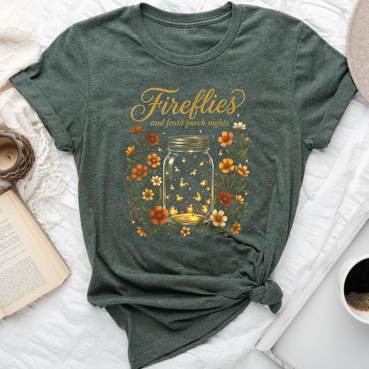 Fireflies And Front Porch Nights Vintage Boho Floral Bella Canvas T-shirt