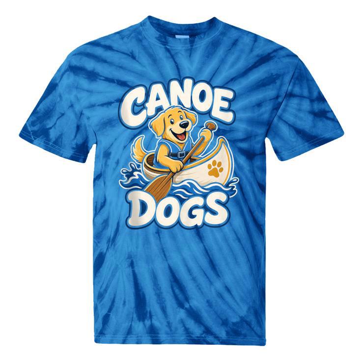 Canoe Dogs Golden Retriever Paddling Graphic Tie-Dye T-Shirts