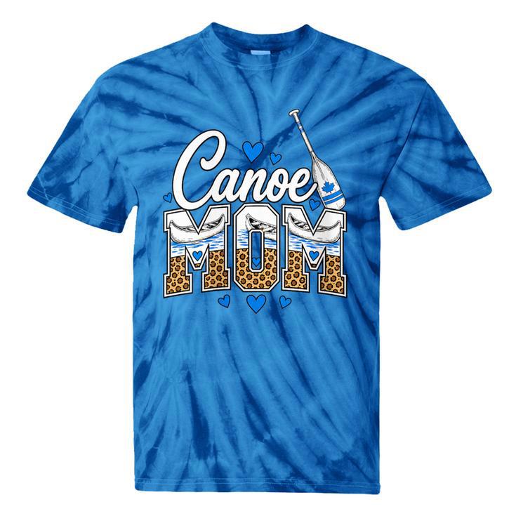 Women's Canoe Mom Leopard Print Paddle River Lake Sport Mother Tie-Dye T-Shirts