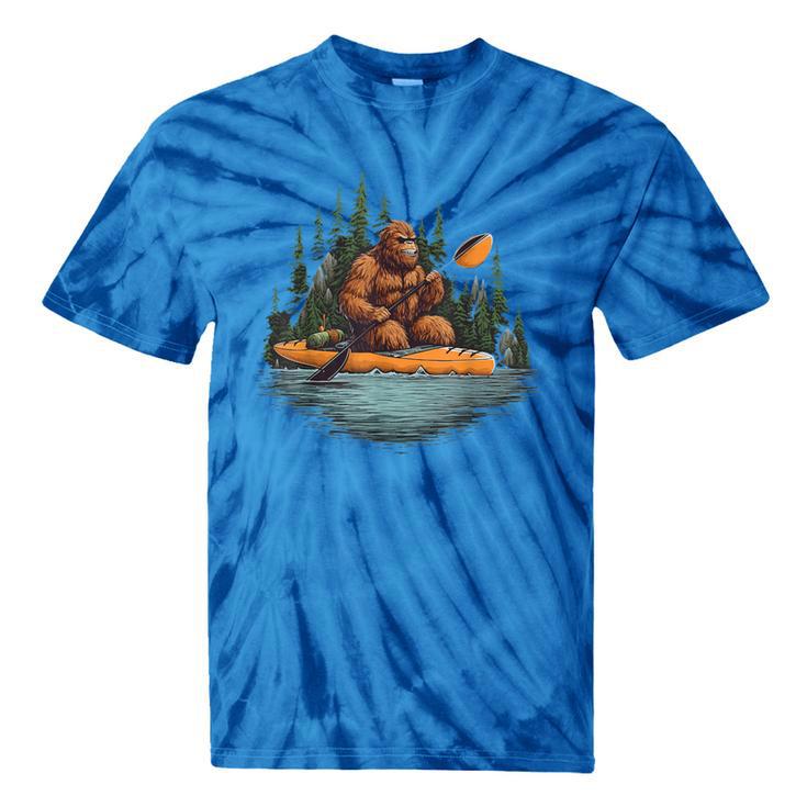 Bigfoot Kayak Paddling Lake Canoe Bigfoot Sasquatch Kayaking Tie-Dye T-Shirts