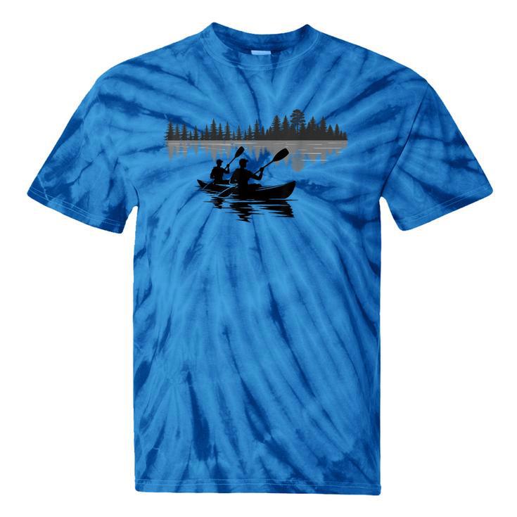 Canoe Silhouette Forest Lake Reflection Tie-Dye T-Shirts Canoe Silhouette Forest Lake Reflection Tie-Dye T-Shirts