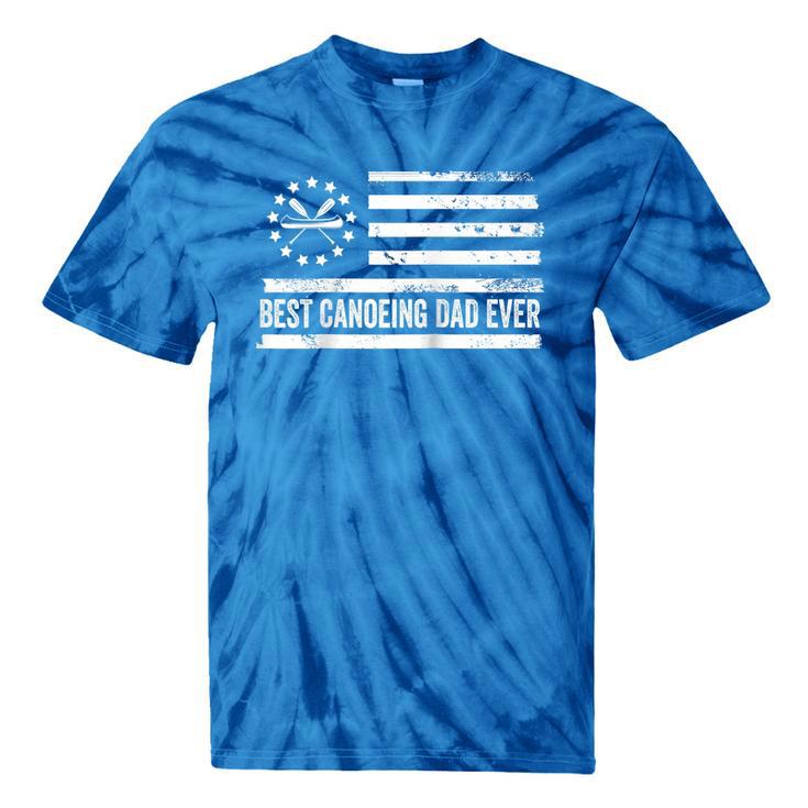 Canoeing Canoe US American Flag Patriotic Retro Raglan Baseball Tee Tie-Dye T-Shirts
