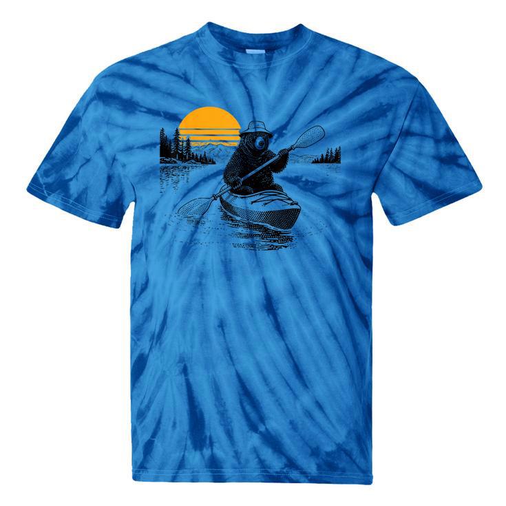 Kayaking Bear Retro Sunset Paddling Canoe Outdoor Adventure Tie-Dye T-Shirts