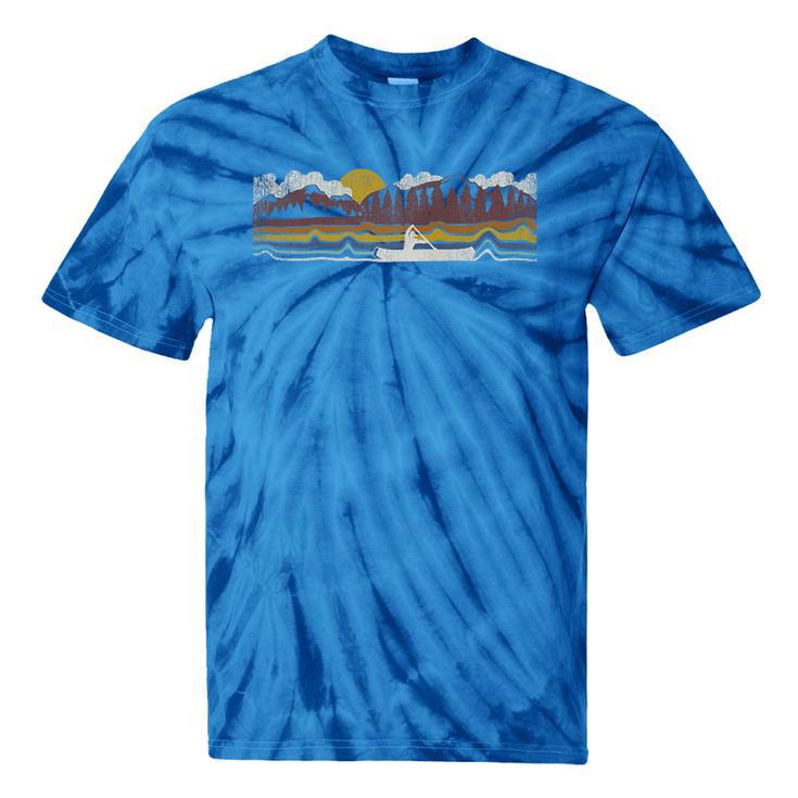 Trendy Canoe Silhouette Colourful Landscape Raglan Baseball Tee Tie-Dye T-Shirts