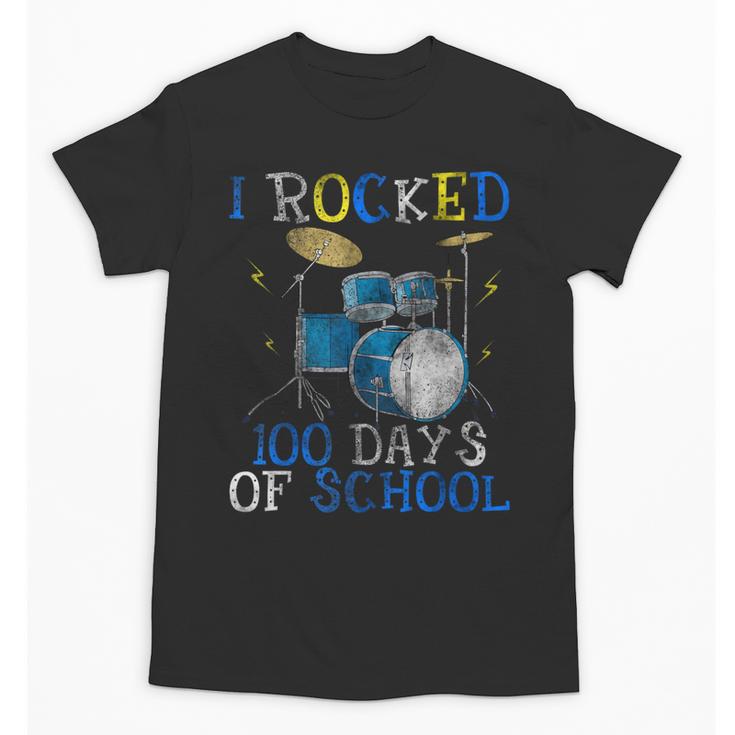 100th Day Of School T Shirt Happy 100 Days Drum Kit Music Unisex T-Shirt