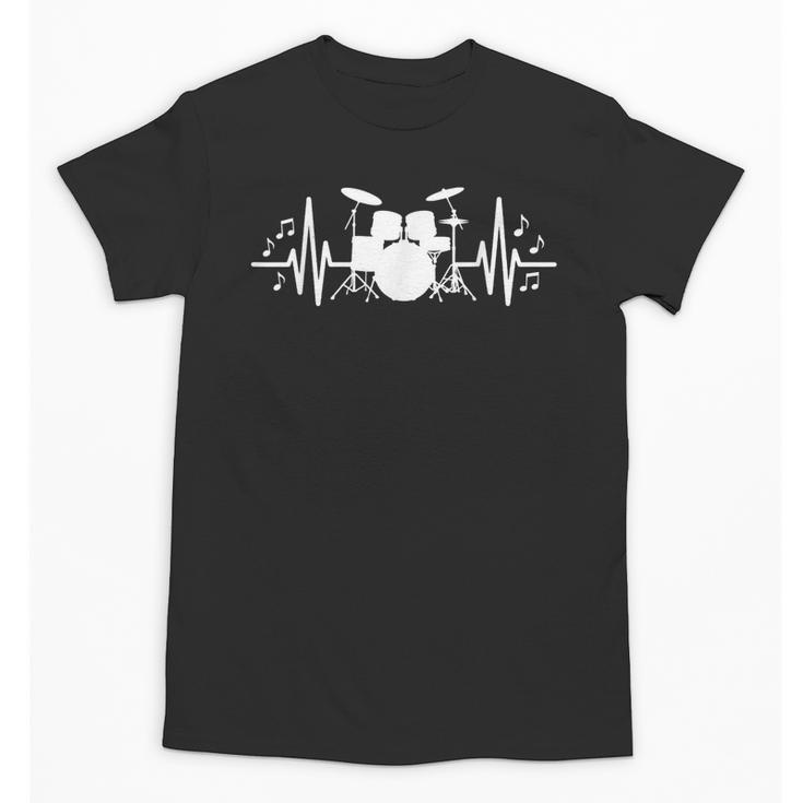 Drum Kit Heartbeat Drummer Music Lover EKG Pulse Set Note Unisex T-Shirt