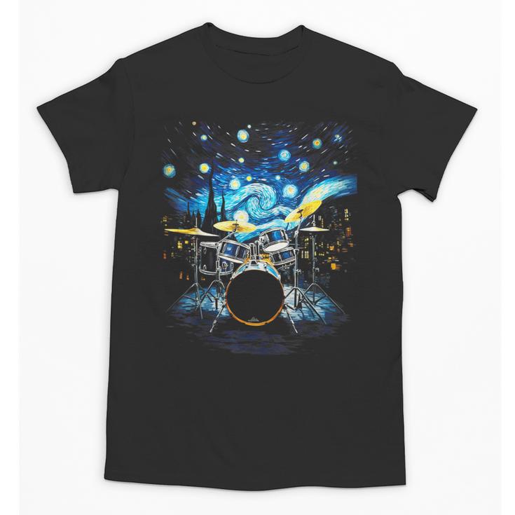Drum Kit Percussionist Drummer Van Gogh Drums Unisex T-Shirt