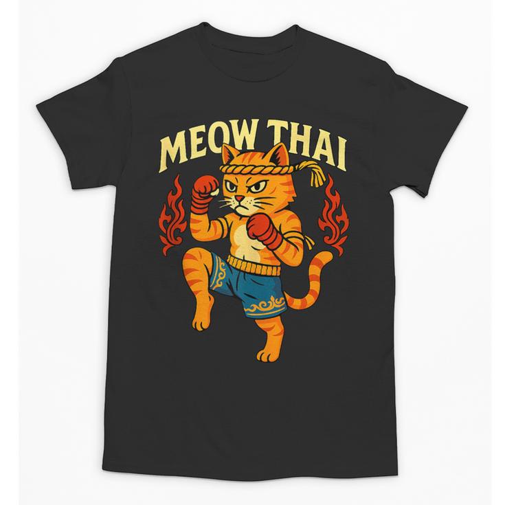 Meow Thai Muay Thai Cat Fighter Pun Dad Joke Unisex T-Shirt