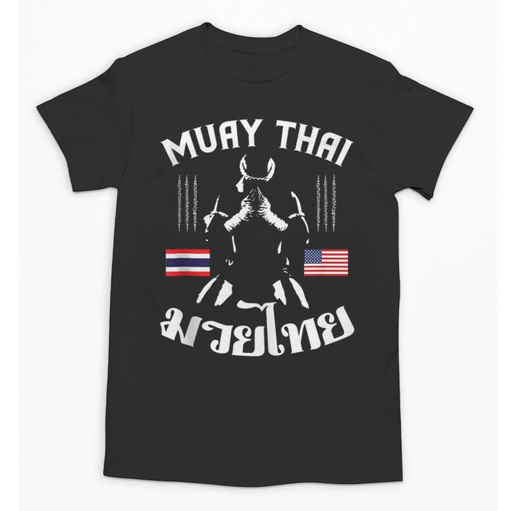 Muay Thai American Flag Martial Arts Thai Boxing Coach Unisex T-Shirt