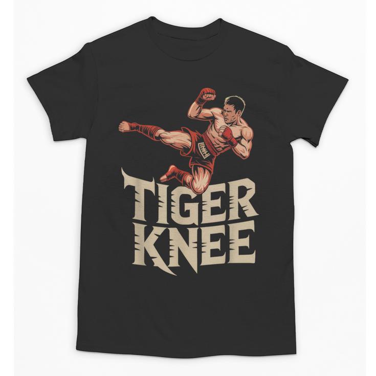 Muay Thai Fighter Tiger Knee Vintage Distressed Badge Unisex T-Shirt