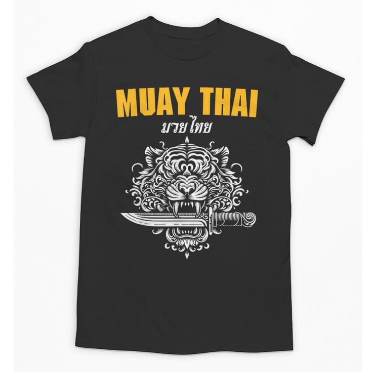Muay Thai Sak Yant MMA Tattoo Tiger Lion Knife Martial Art Unisex T-Shirt