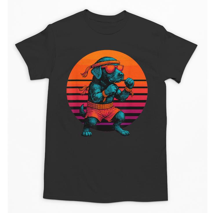Retro Dog With Gloves Muay Thai Fighter Unisex T-Shirt